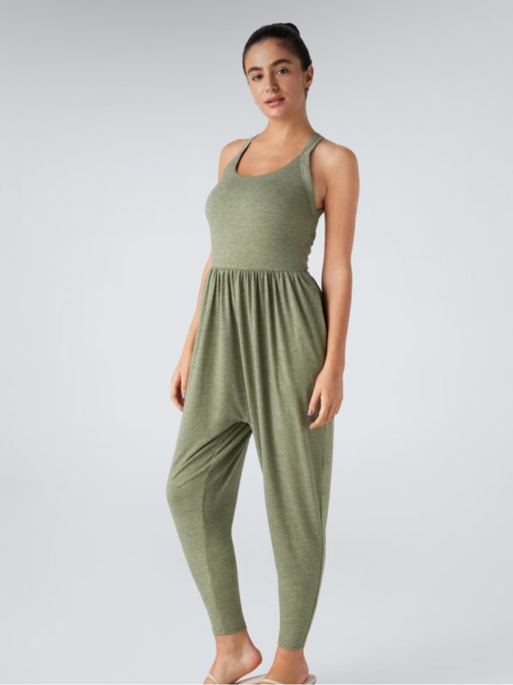 HALARA Olive Green Tank Jumpsuit